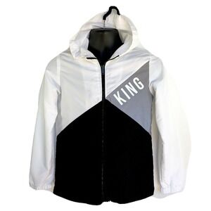Five By Five Masterpiece KING Hooded Windbreaker Youth L Black White Jacket